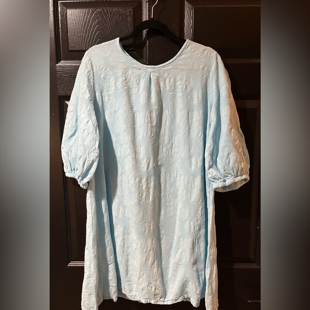 bryn walker Light Blue Textured Mini Shift Dress